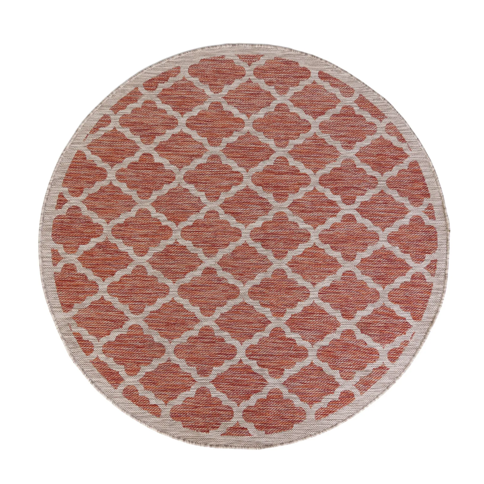 Padua Circle Geometric Indoor Outdoor Rug Red, Beige and White