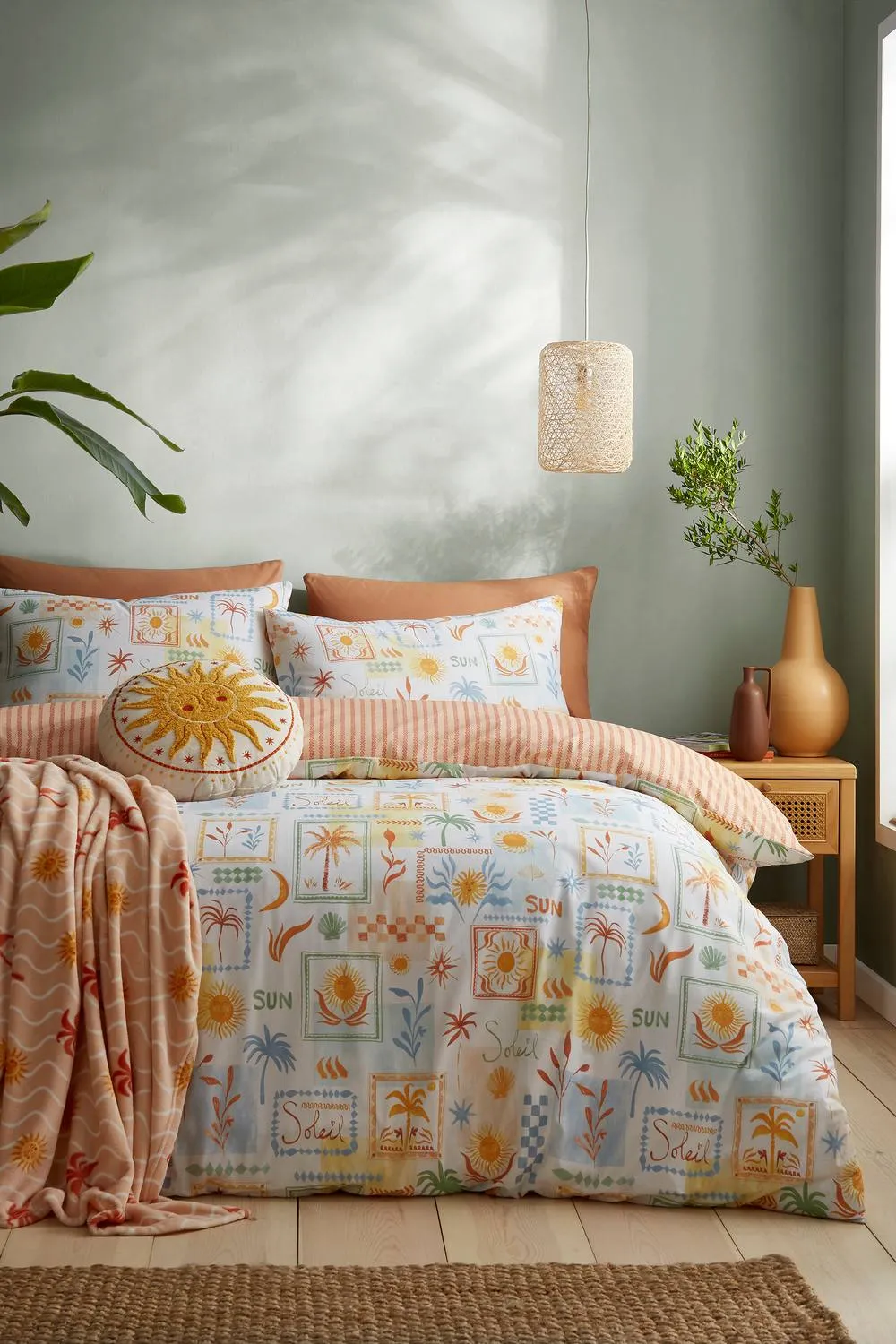 Fusion 'Soleil Embroidered' Round Cushion in Cream 4