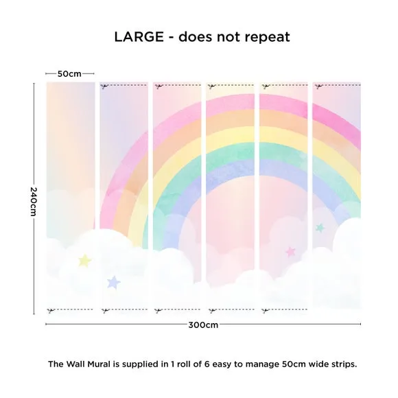 Watercolour Rainbow Wall Mural 4