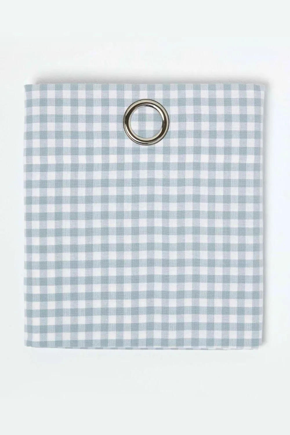 Homescapes Cotton Gingham Eyelet Curtain Pair in Blue 3