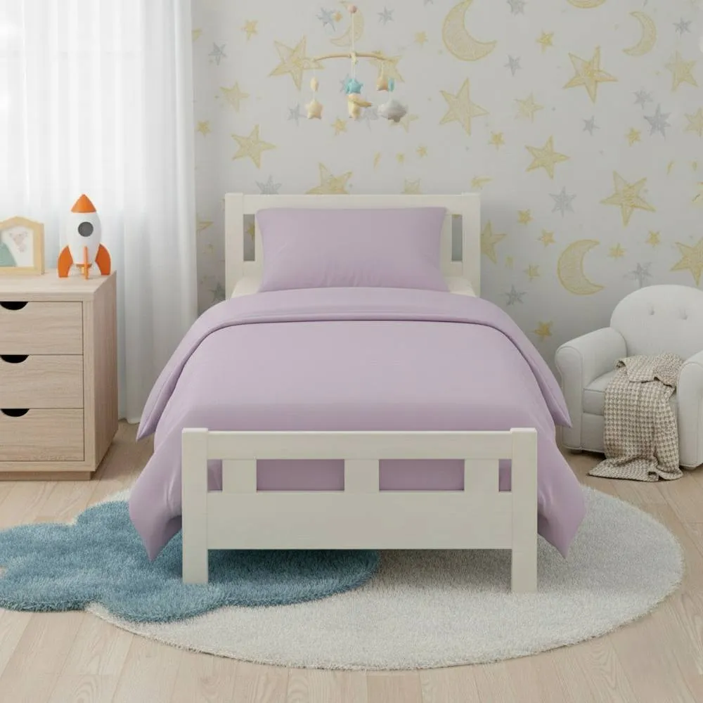 Snug City Flannelette Cotton Cot Bed Duvet Cover Set Brushed Warm Bedding Set in Lilac