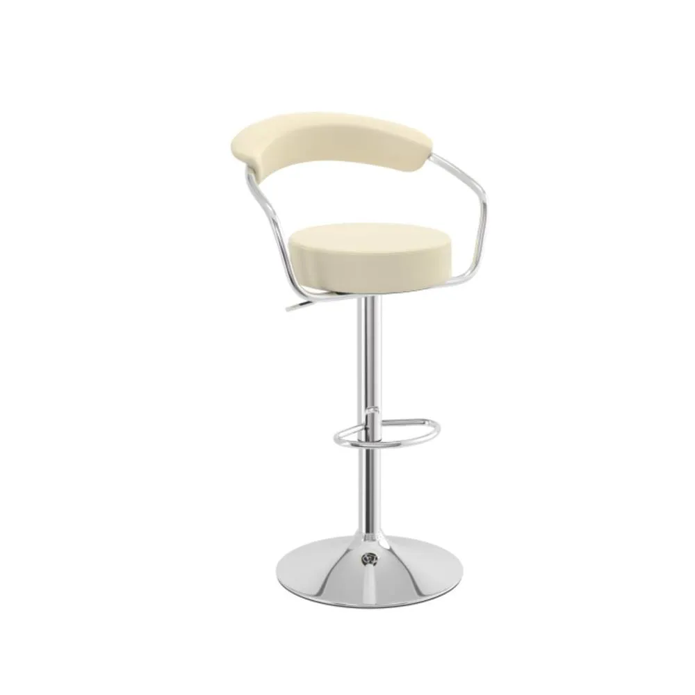 netfurniture Ohio Cream Adjustable Padded Kitchen Breakfast Bar Stool Back 2