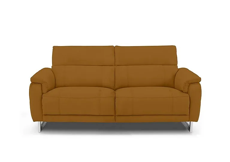 Moet 3 Seater Fabric Power Recliner Sofa with Telescopic Headrests - Opulence Saffron