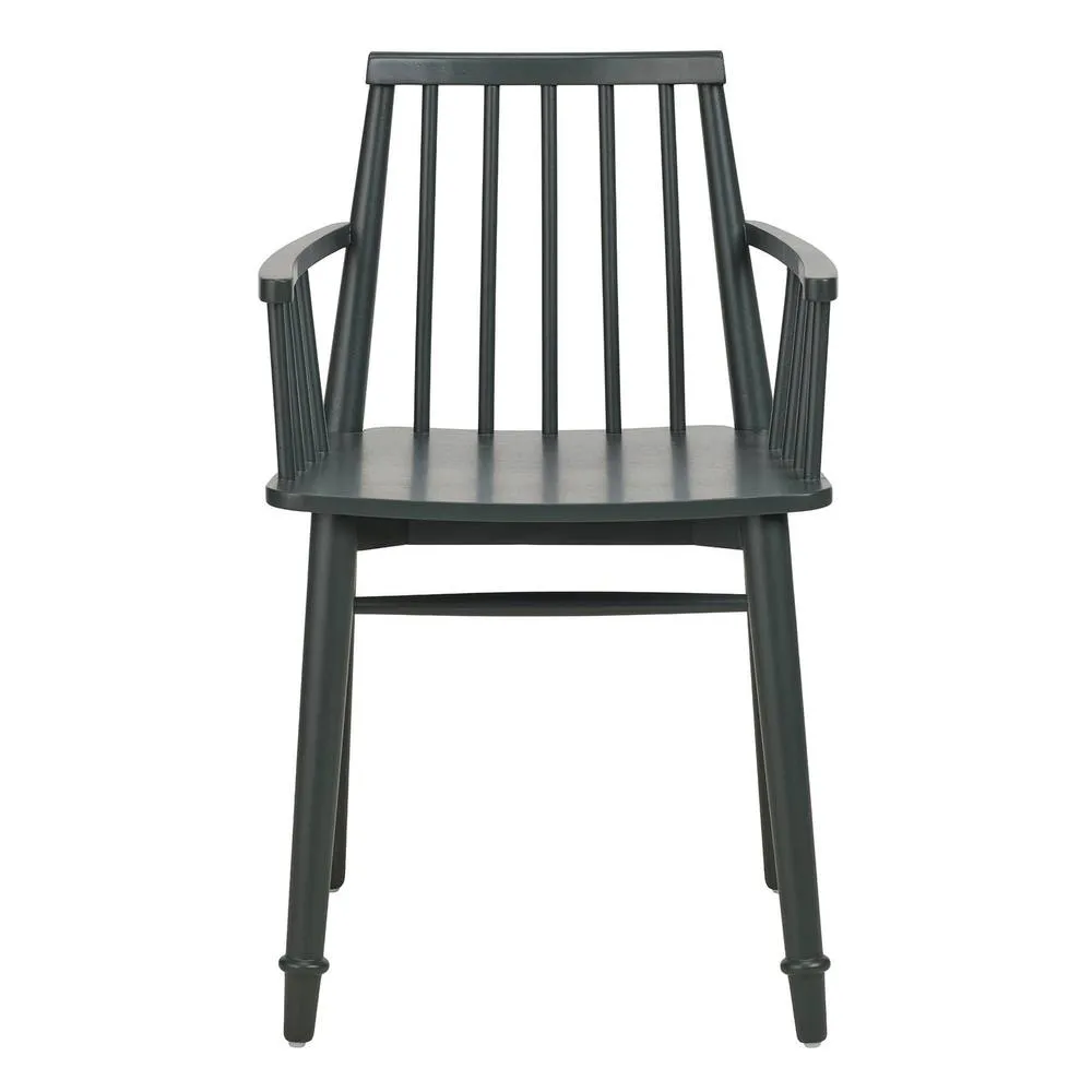 Statement Furniture Queensbury Wooden Dining Armchair with Slatted Back in Bottle Green 2