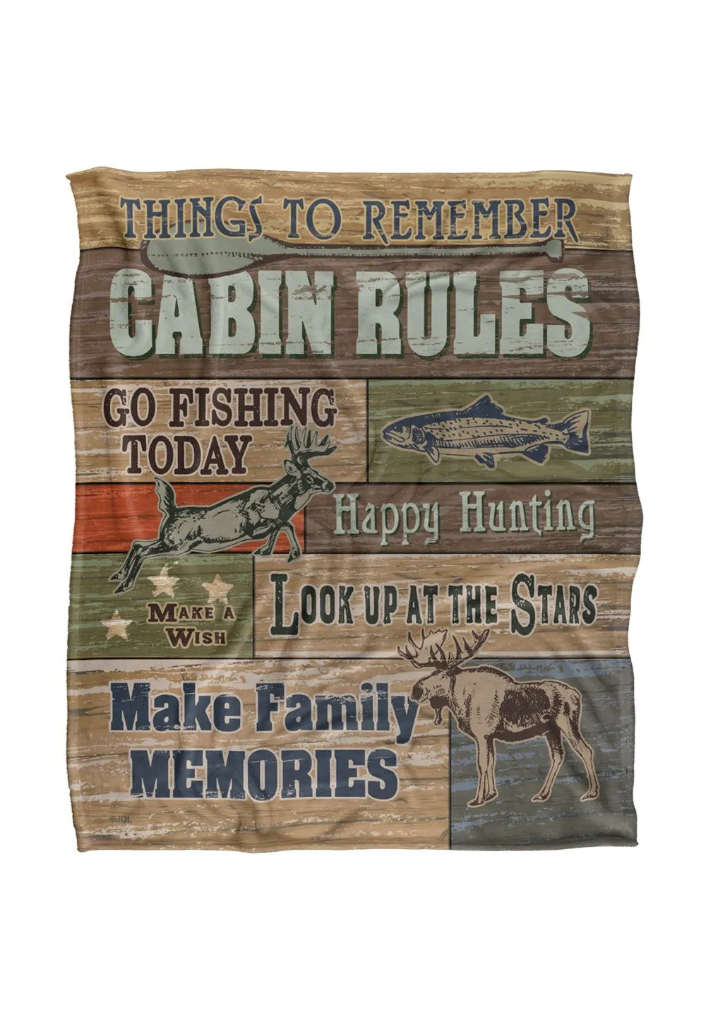 JQ Licensing Jl-Jp Cabin Rules Silky Touch Super Soft Throw Blanket 152 X 127 cm in White