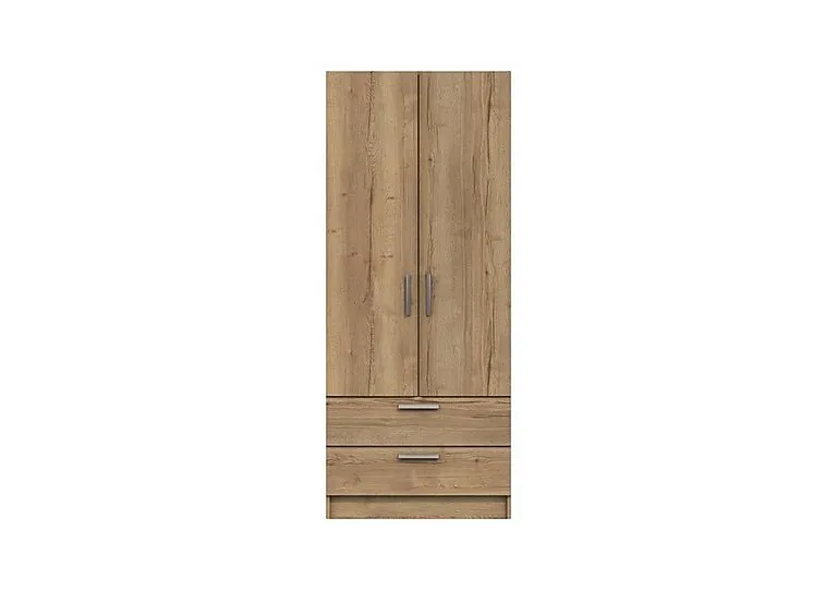 Waterloo 2 Door 2 Drawer Wardrobe - Natural Rustic Oak