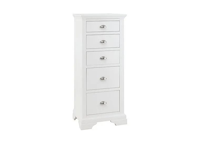 Emily 5 Drawer Tall Chest - White
