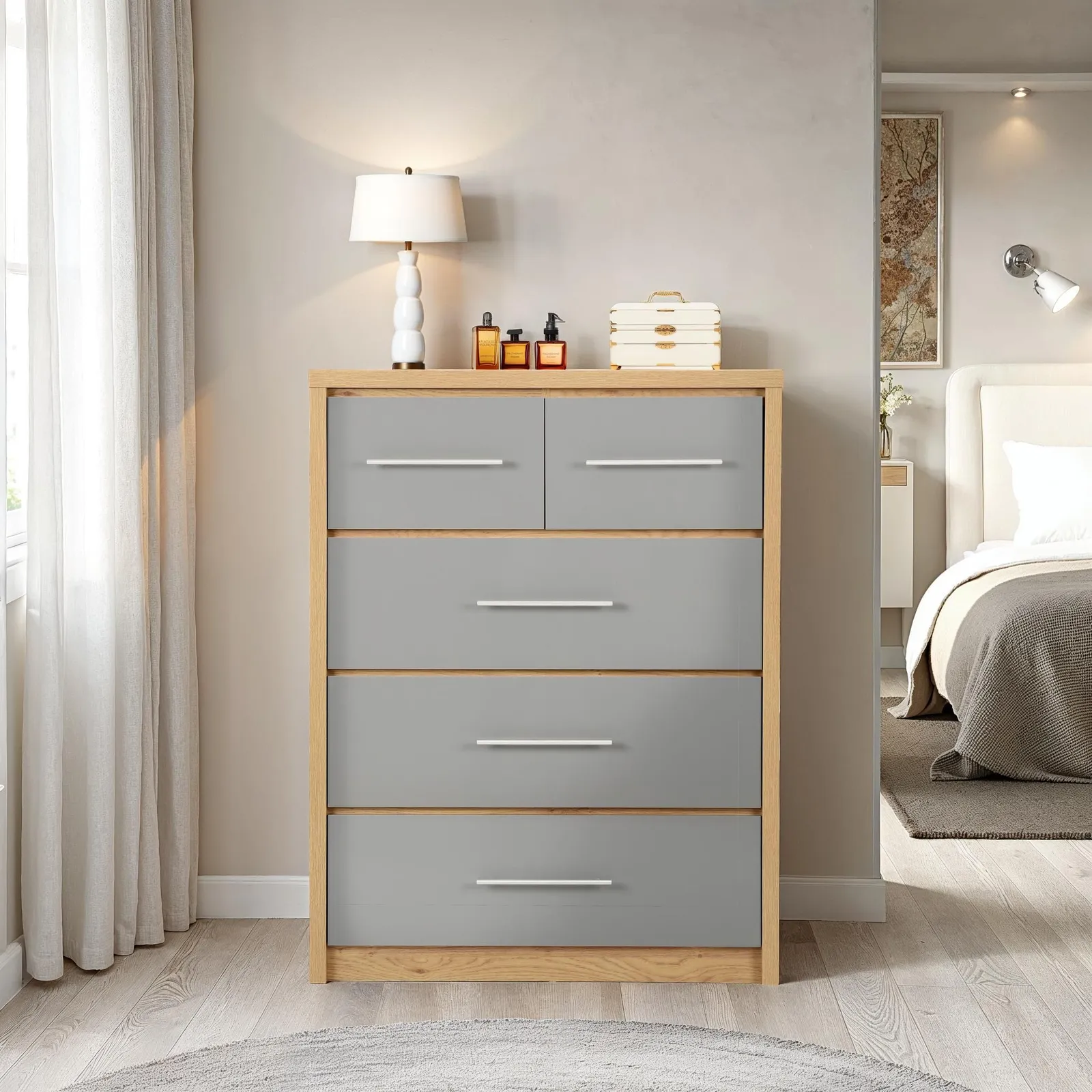 Seconique Seville 3+2 Drawer Chest in Grey