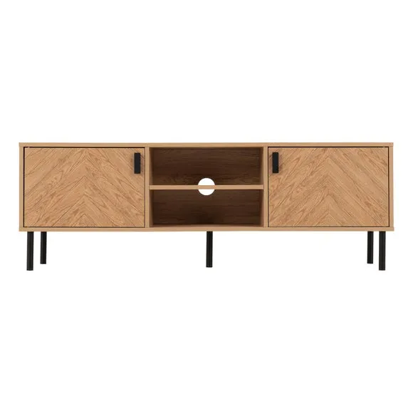 Leon 2 Door TV Unit Stand for TVs up to 65", Oak Effect 3