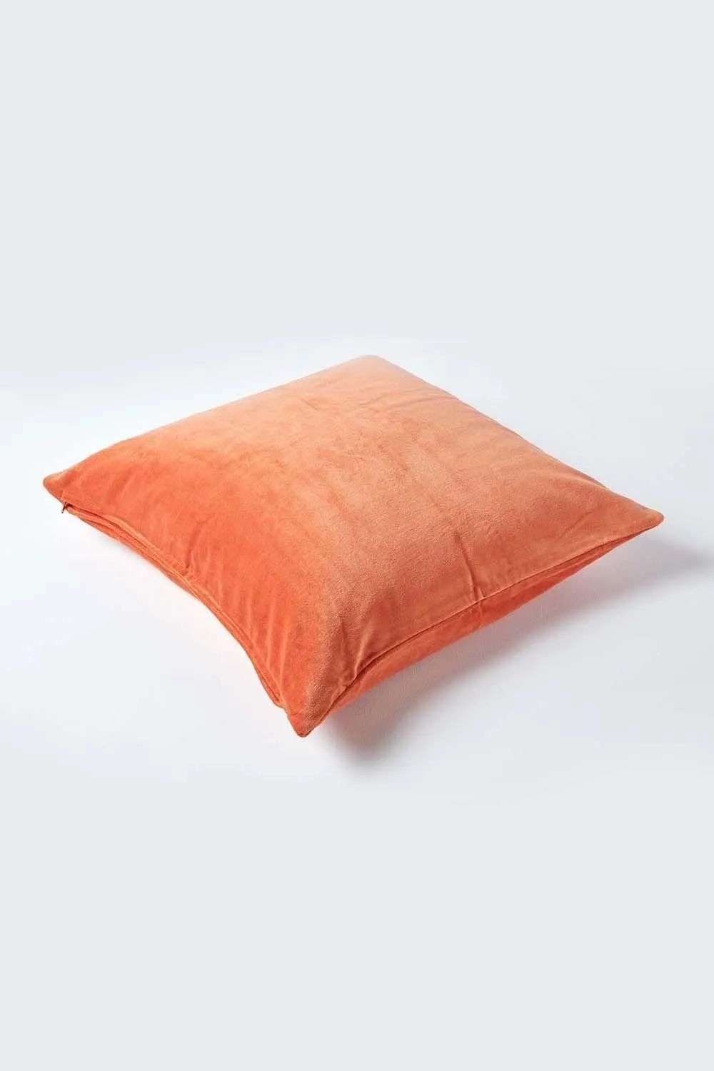 Homescapes Velvet Cushion Cover 100% Cotton, Soft & Machine Washable in Burnt Orange 3