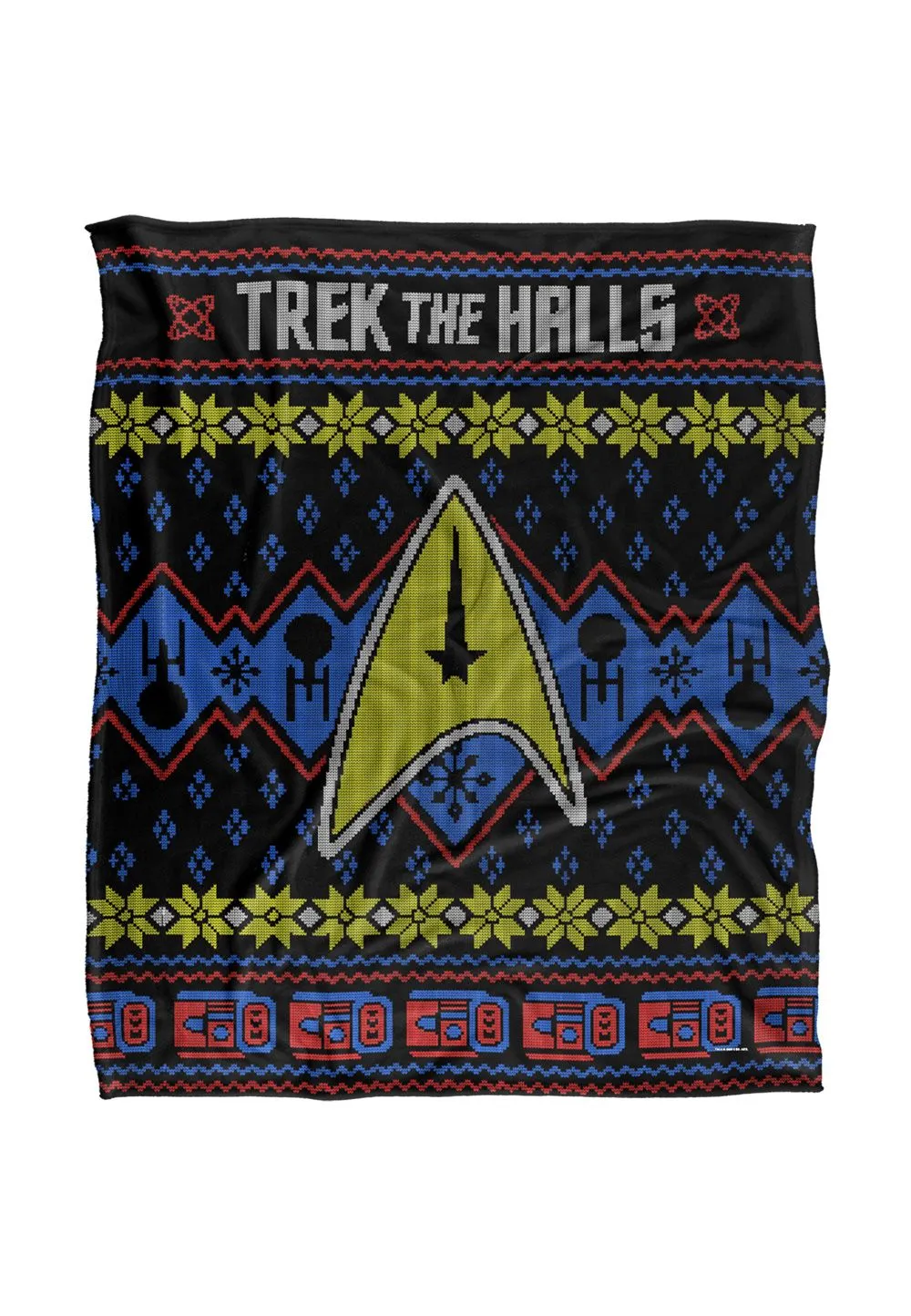 Star Trek The Halls Ugly Christmas Sweater Silky Touch Super Soft Throw Blanket 152 X 127 cm in White
