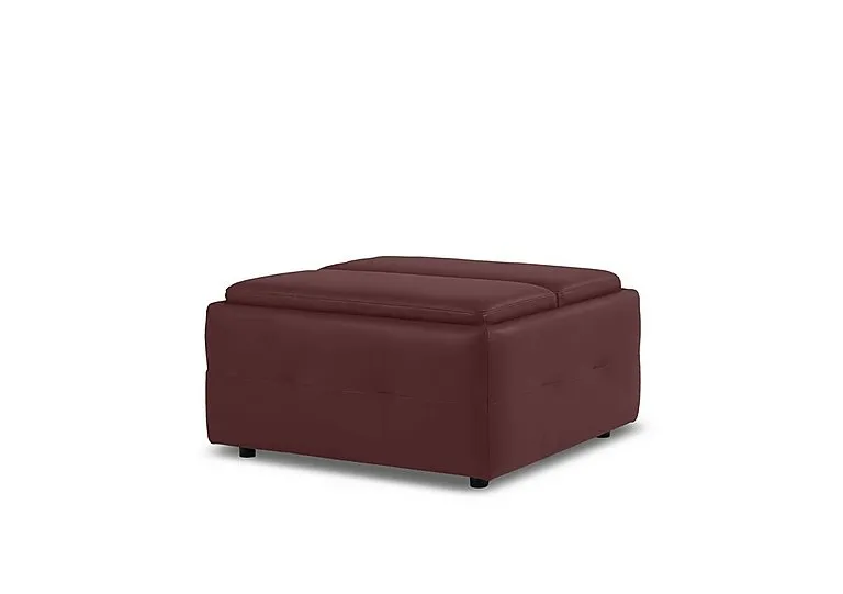 Monarch Leather Tray Storage Footstool - Montana Ruby
