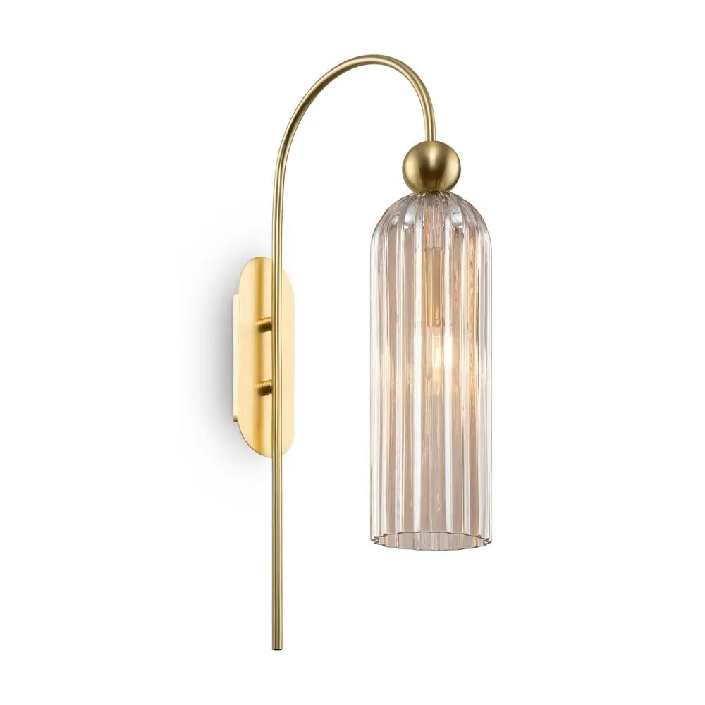 Netlighting Antic Modern Wall Lamp Gold Glass Cognac Shade