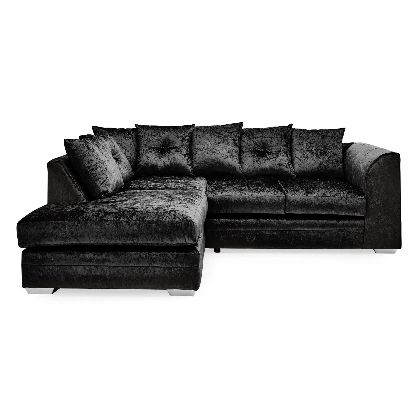 Blake Crushed Velvet Left Hand Corner Sofa Black