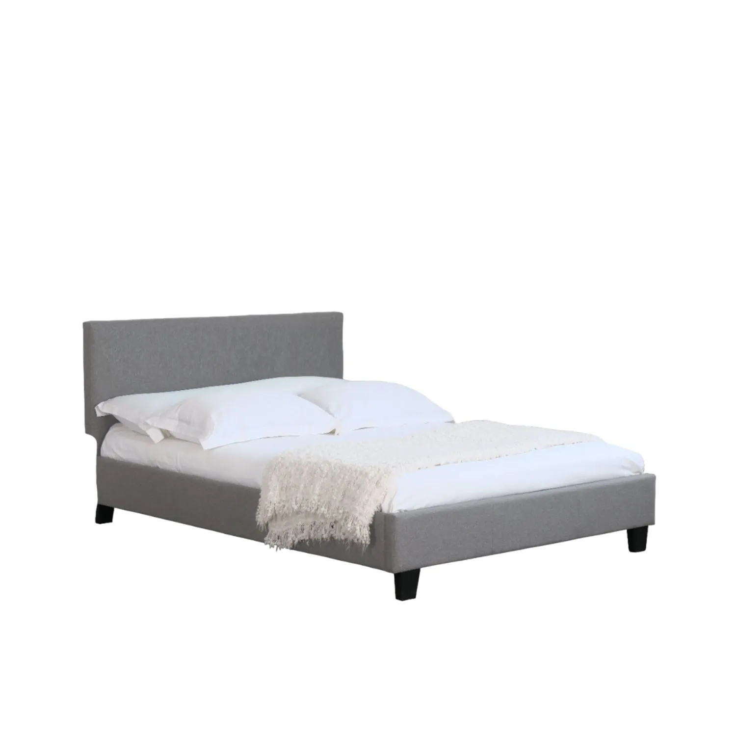 Comfy Living Ltd Modern Hopsack Fabric Upholstered Bedframe in Light Grey 2