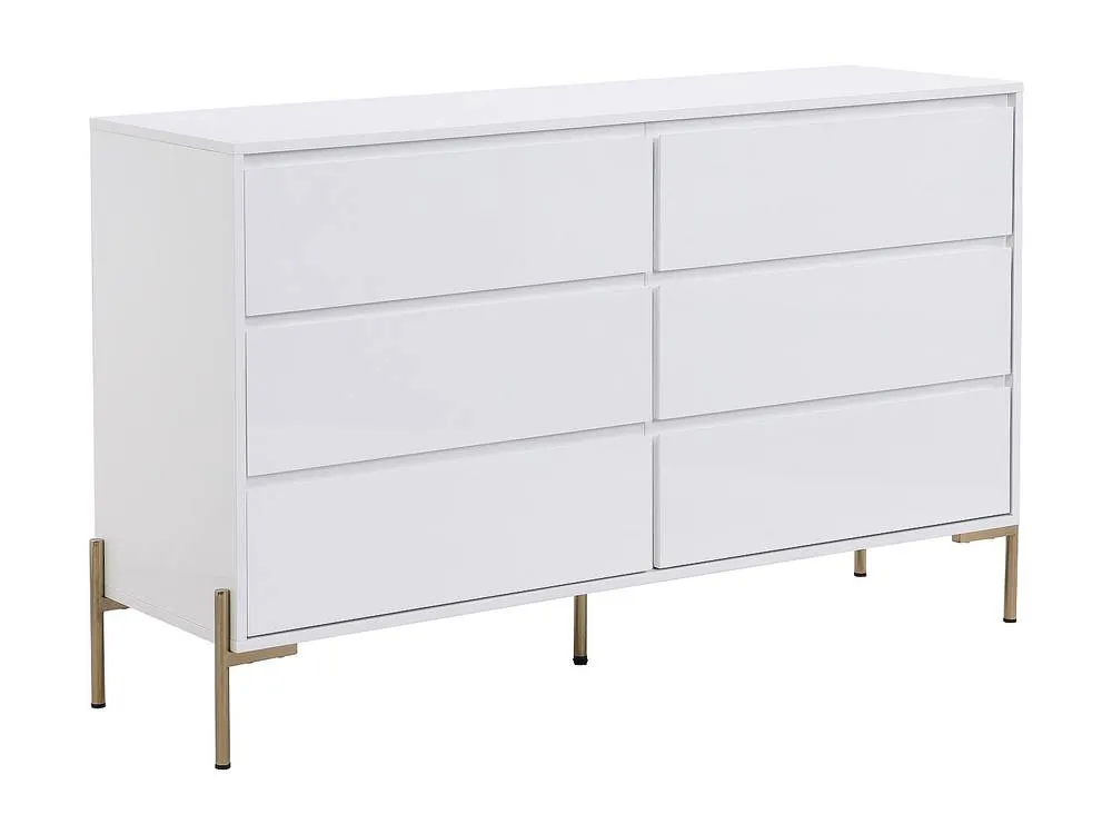 Vente-unique 6-Drawer Chest Of Drawers - MDF & Metal - Gloss White & Gold 5