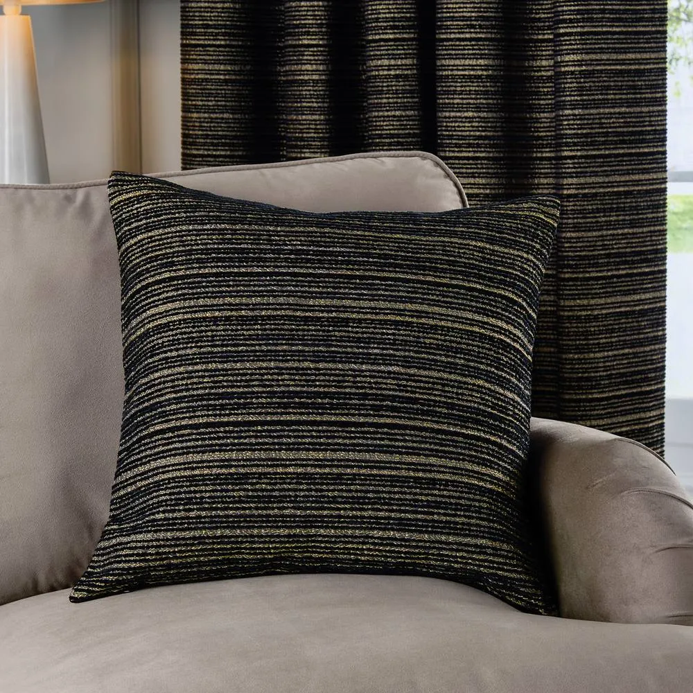 Paoletti Jupiter Chenille Jacquard Cushion in Black