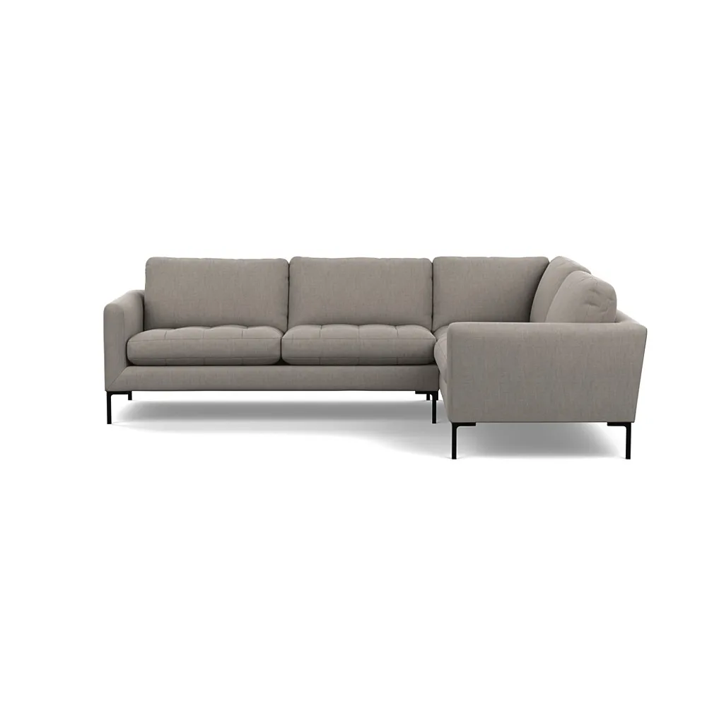Heal's Eton Right Hand Facing Corner Sofa Broad Weave Pebble Black Feet