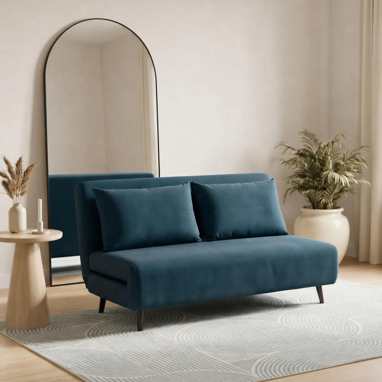 FurnitureboxUK Bobby Blue Velvet Double Folding Sofa Bed
