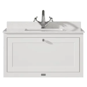 Bayswater Hartleigh Pointing White Traditional Wall Hung Vanity Unit & 1 Tap Hole White Marble Top Basin - 800mm