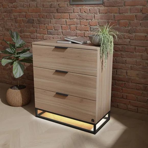 XR Living Denver 3 Drawer Chest with App Controlled LED Lights