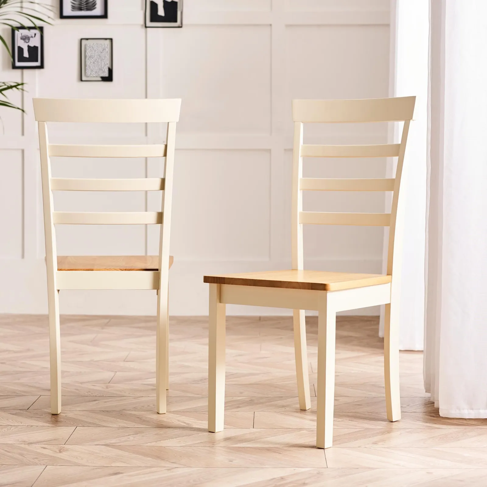 FurnitureboxUK Salcombe Round Wooden Table & 4 Whitby Dining Chairs in Cream 6
