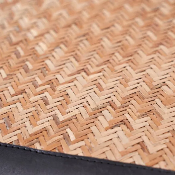 Ezio Leather and Rattan Stool 6