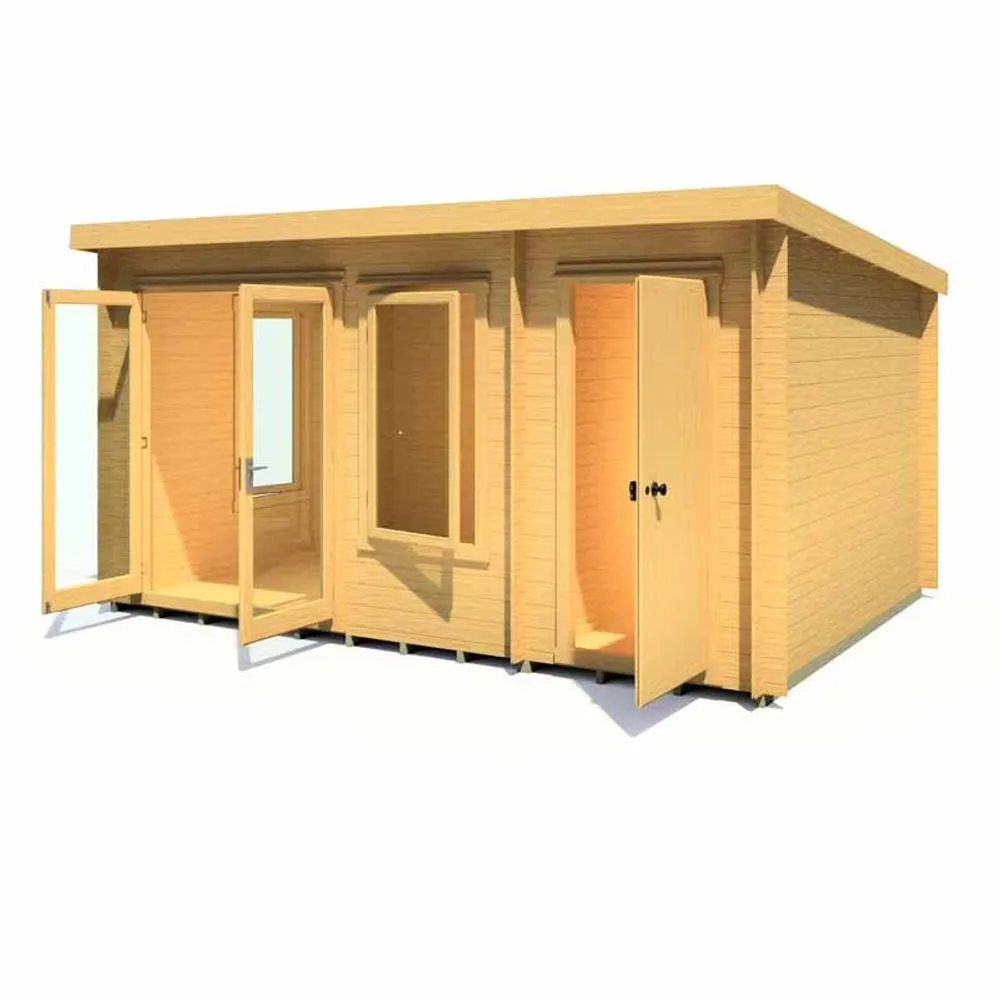 Shires Elm 10 x 14 Feet Log Cabin in 19 mm Logs - L419 x W299 x H225 cm in Light Brown 3