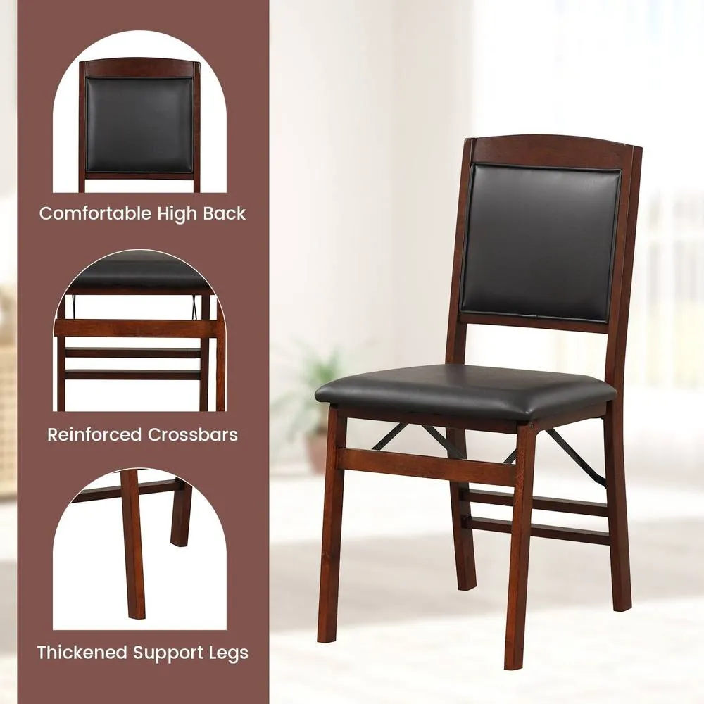 Costway Set of 2 Folding Bar Stools Wooden Padded Kitchen Dining Chairs w/ Backrest in Black 6