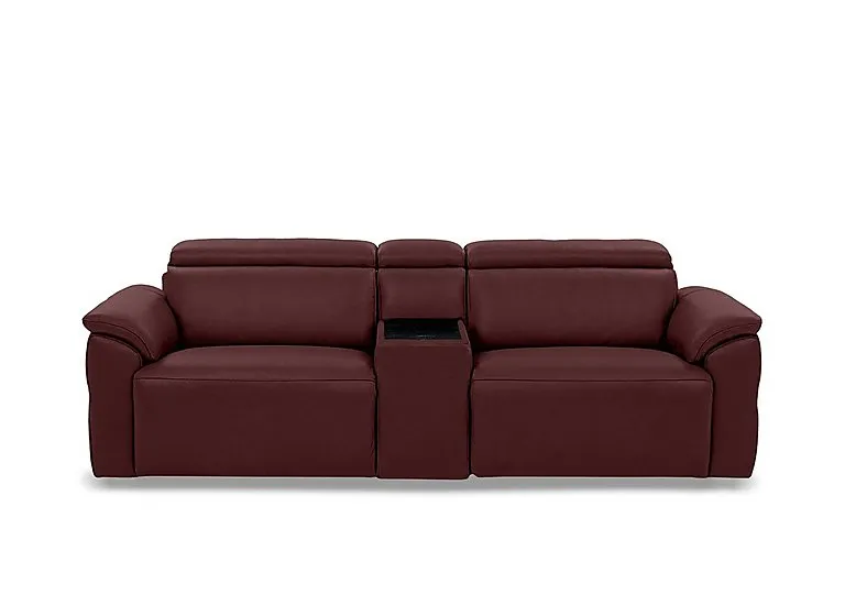 Dolomite 3 Seater Leather Power Recliner Sofa with Power Headrests and Console - Montana Ruby