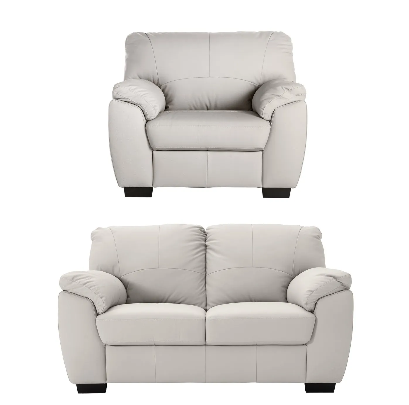 Argos Home Milano Leather Chair & 2 Seater Sofa - Light Grey