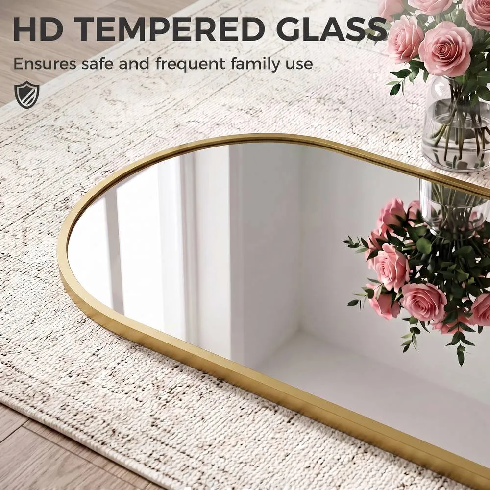 HOMCOM 40 x 110 cm Full Length Hanging Mirror, Arched Mirror, Gold Tone 6