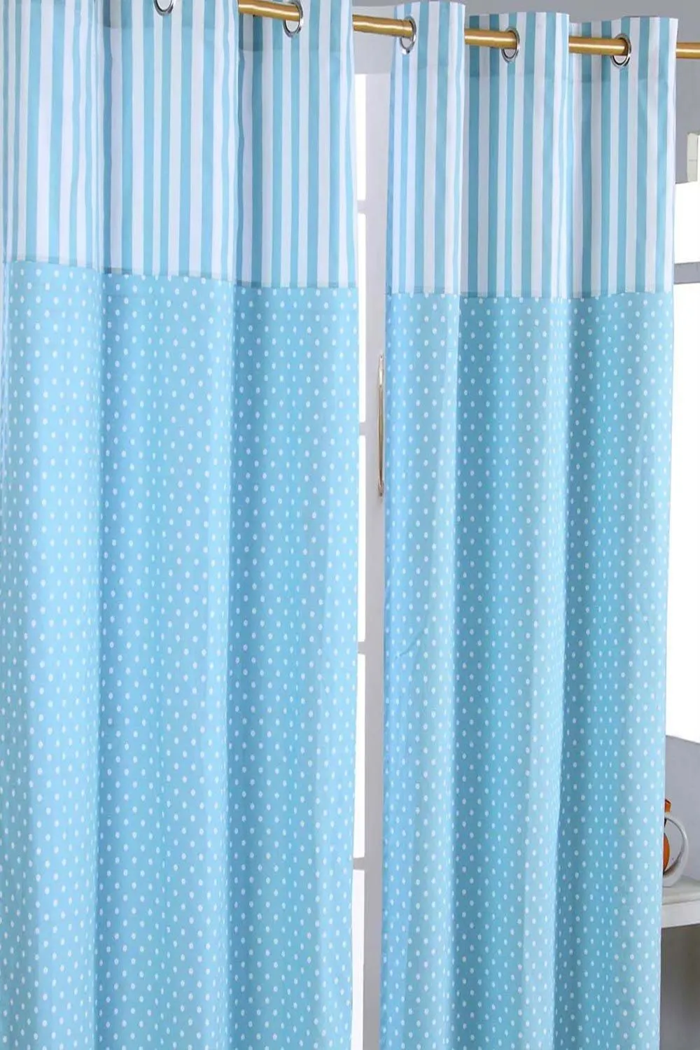 Homescapes Polka Dots Blue Ready Made Eyelet Curtain Pair