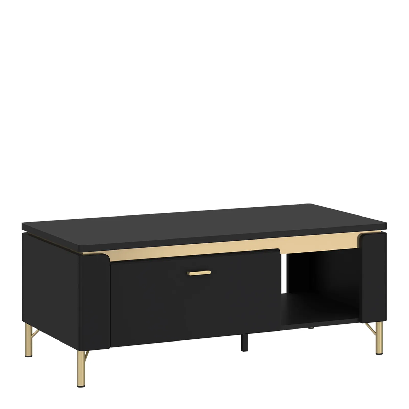 Furniture To Go Genoa Coffee Table 1 Drawer in Black Matt/Gold