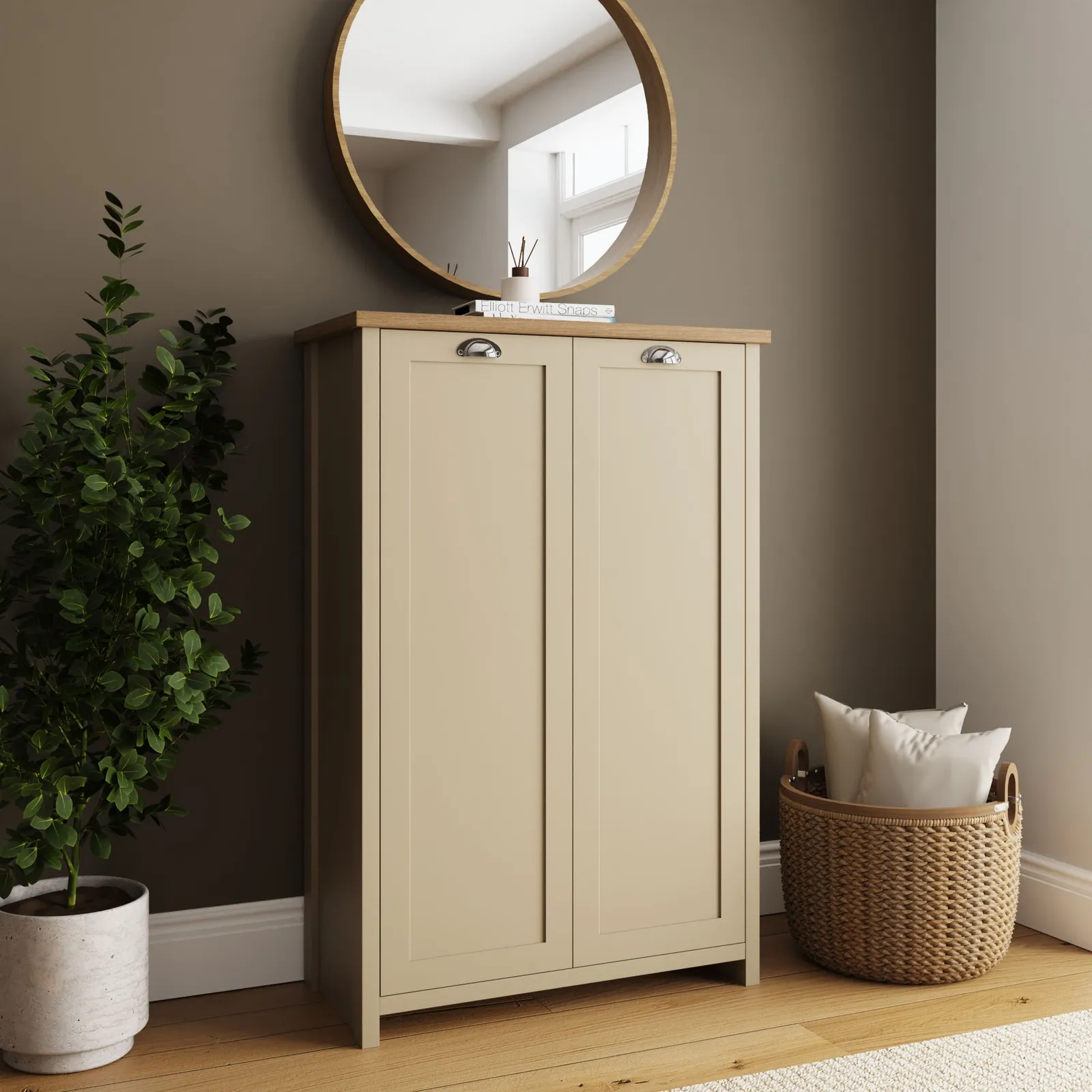 GFW Lancaster 2 Door Shoe Cabinet in Cream 2