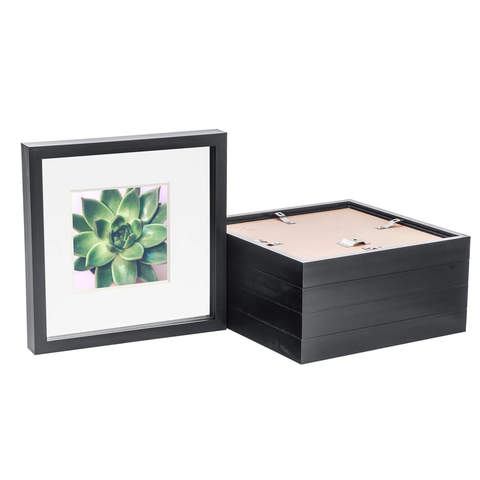 Nicola Spring 10x10" 3D Box Photo Frames 6x6" x5 in White 1