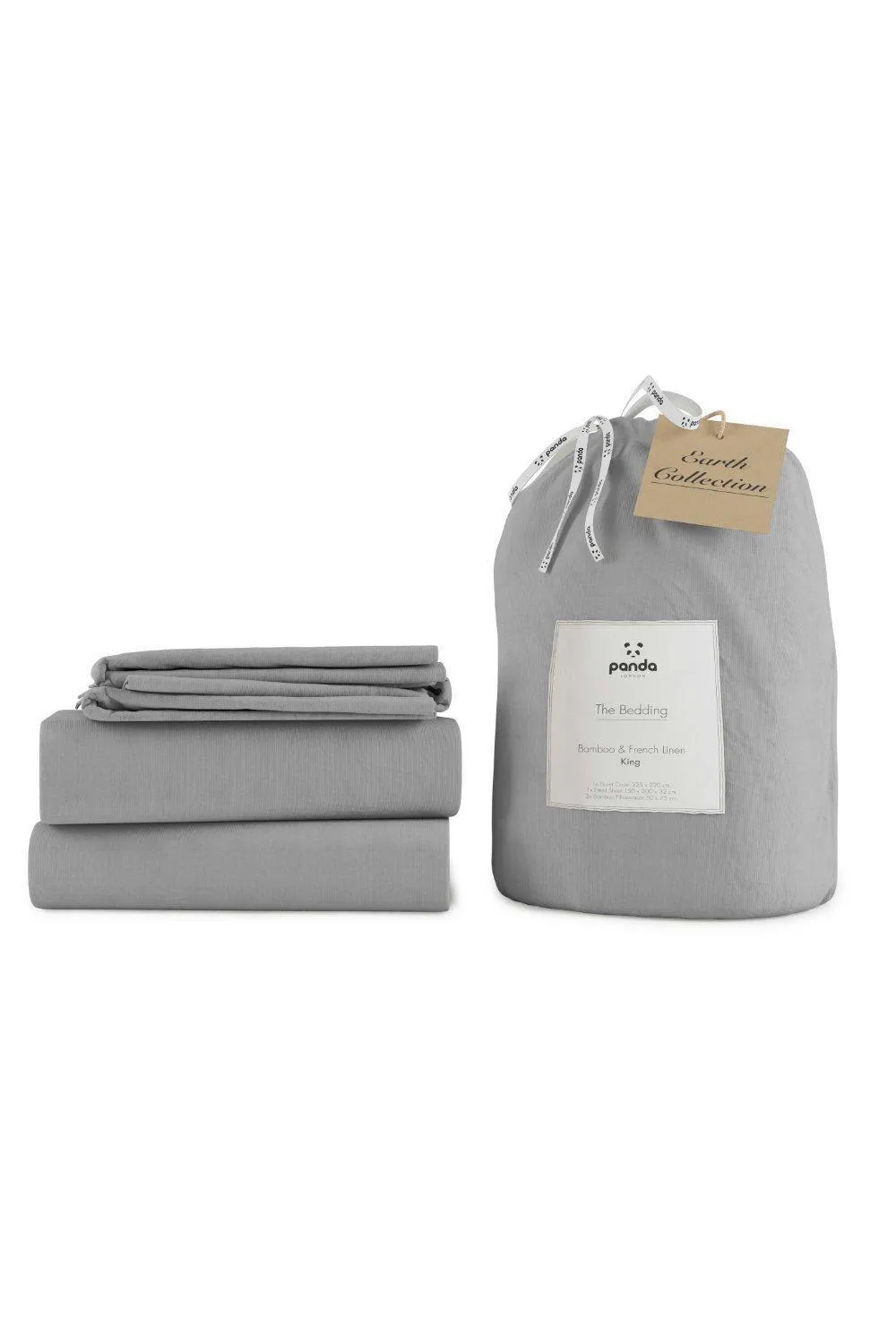 Panda London Bamboo & French Linen Complete Bedding Set in Mid Grey 2