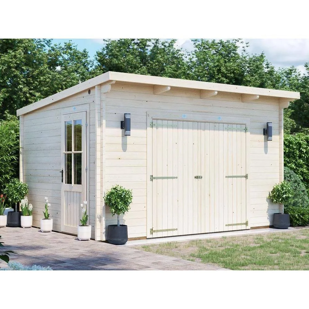 Dunster House Garden Log Cabin 4m x 3m 24mm Double-Glazing, Superfelt Included in Natural 4