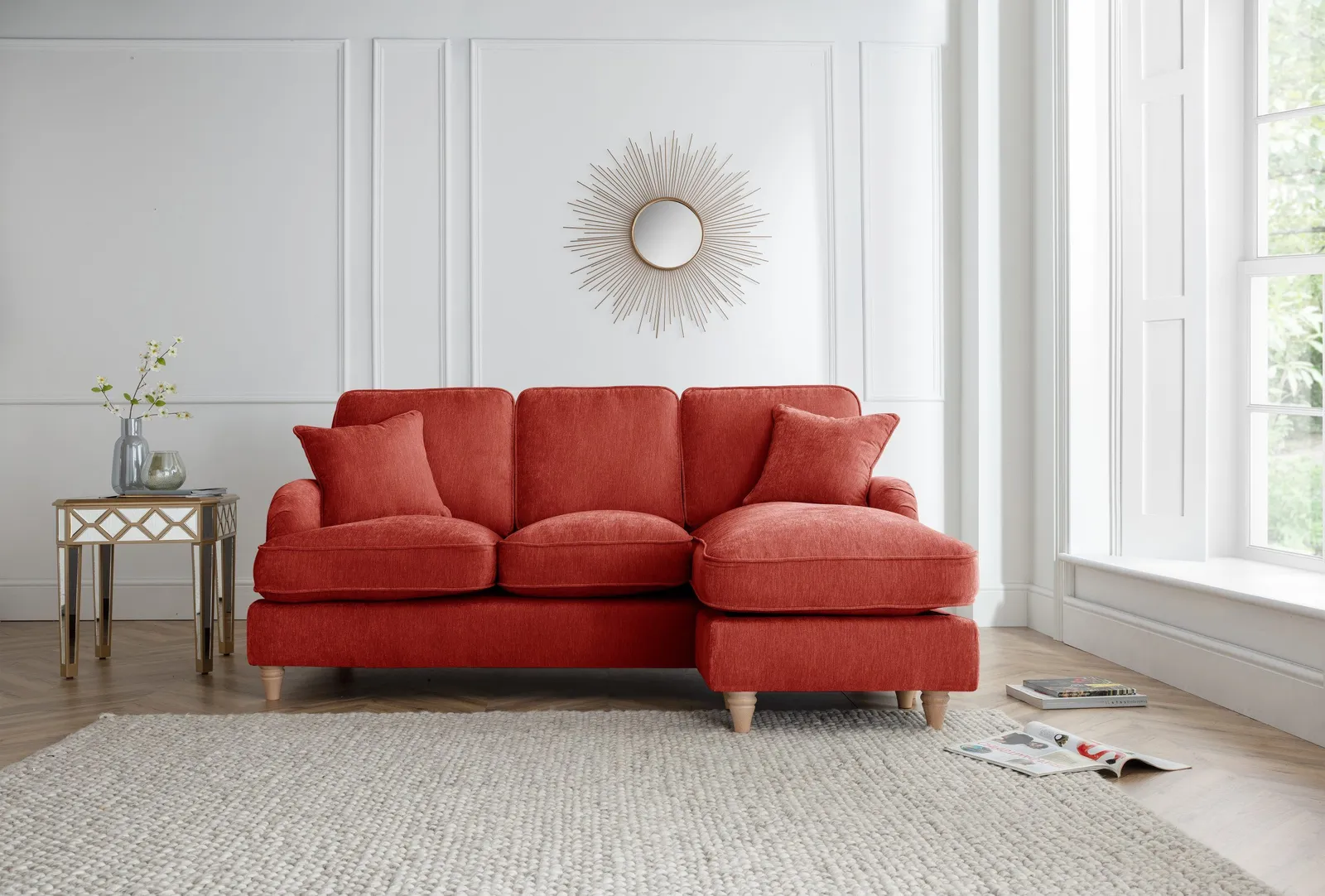 The Great Sofa Company Orla Right Hand Chaise Sofa Manhattan Charcoal in Terracotta 1
