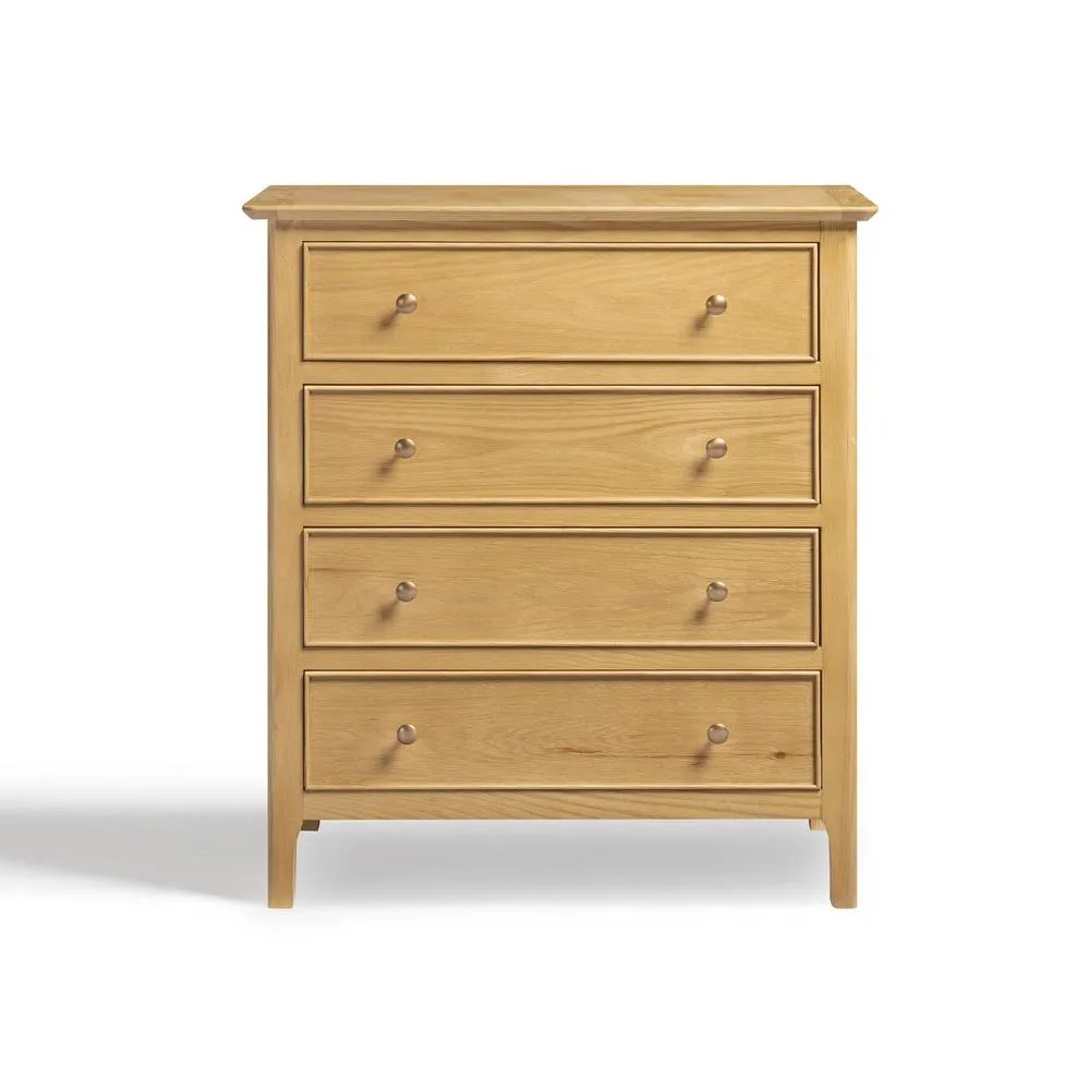 FurnitureboxUK Belle 4 Drawer Solid Oak Wood Chest of Drawers in Light Brown 2