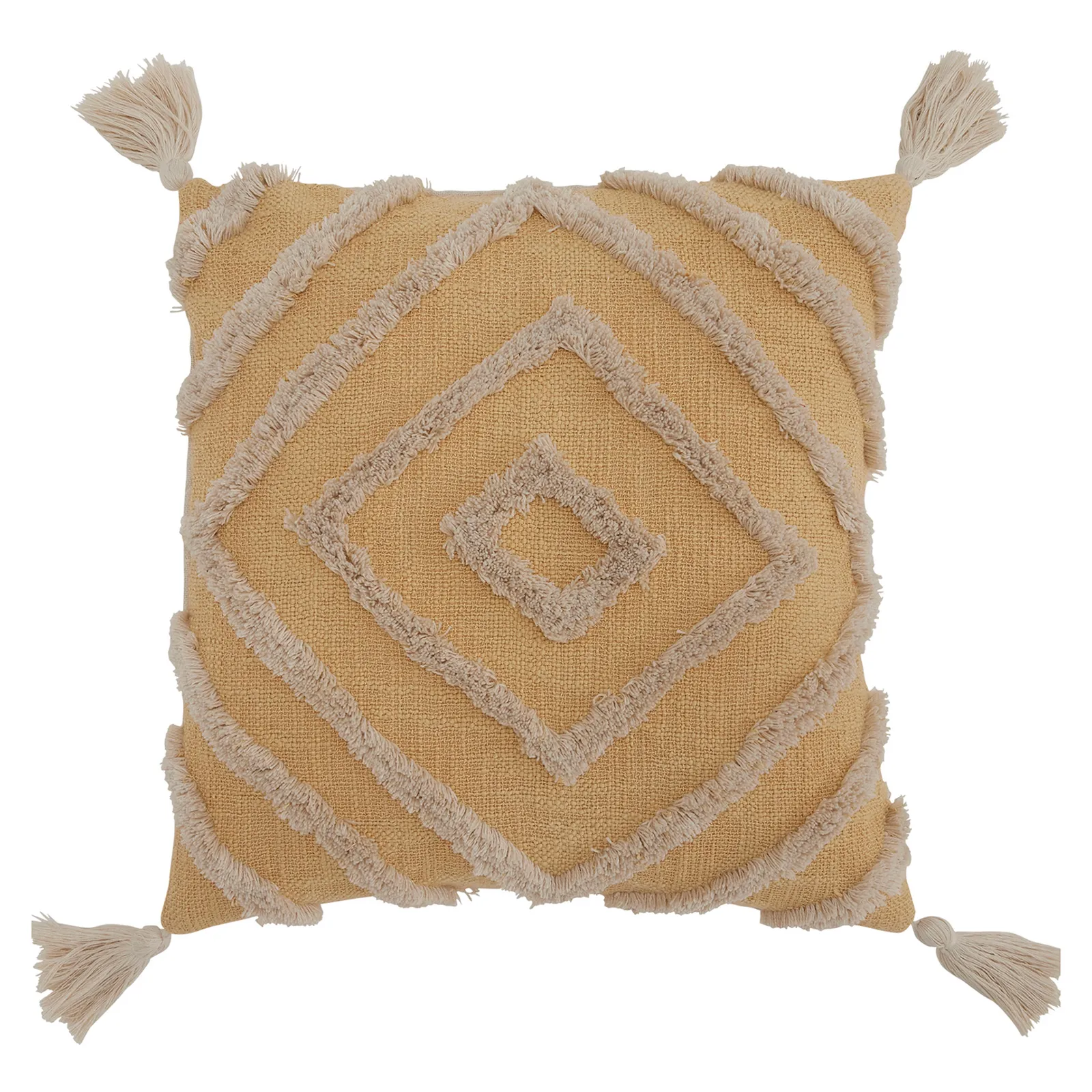 Nola Ochre Cushion, Square, Yellow Polyester | Barker & Stonehouse