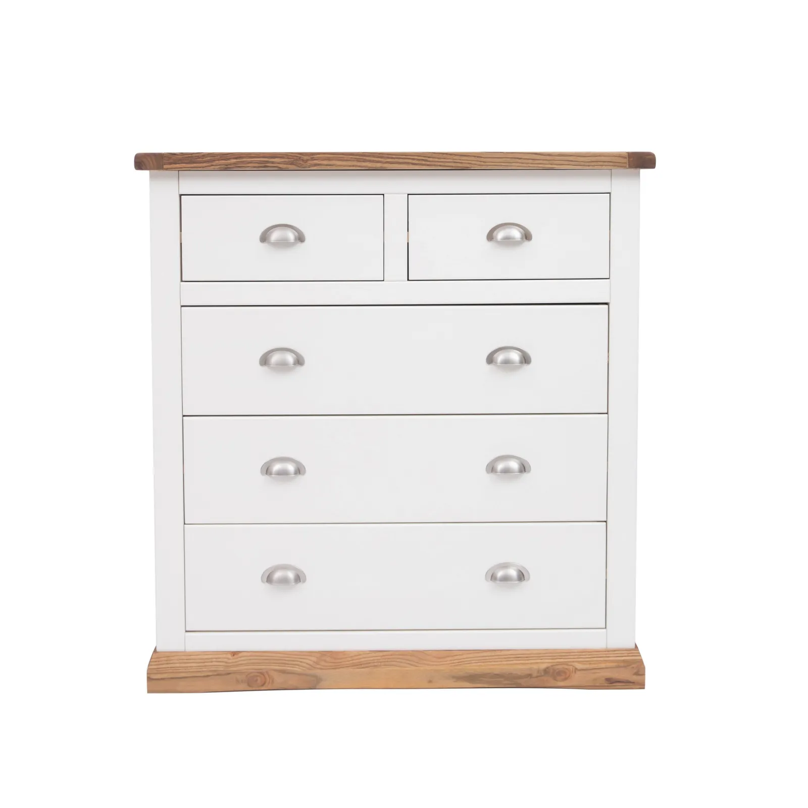 Cabinet Bits Tropea 5 Drawer Chest of Drawers Chrome Cup Handle in Off-White