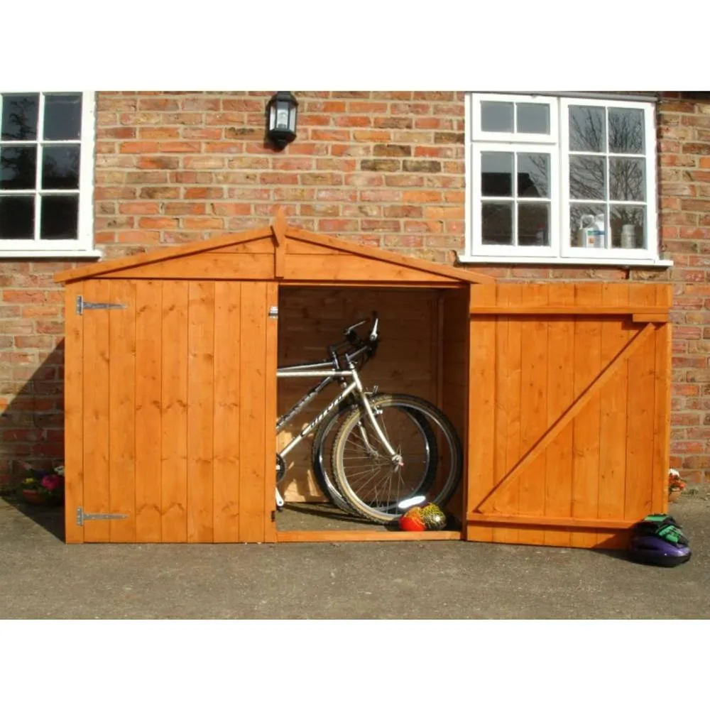 Shires Bike Store Apex Shiplap Garden Bicycle Shed with floor in Brown