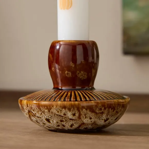 Mushroom Two Tone Ceramic Candlestick Holder 2