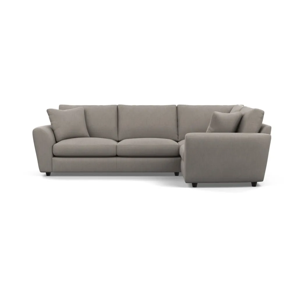 Heal's Snooze Right Hand Facing Corner Sofa Broad Weave Pebble Black Feet 1