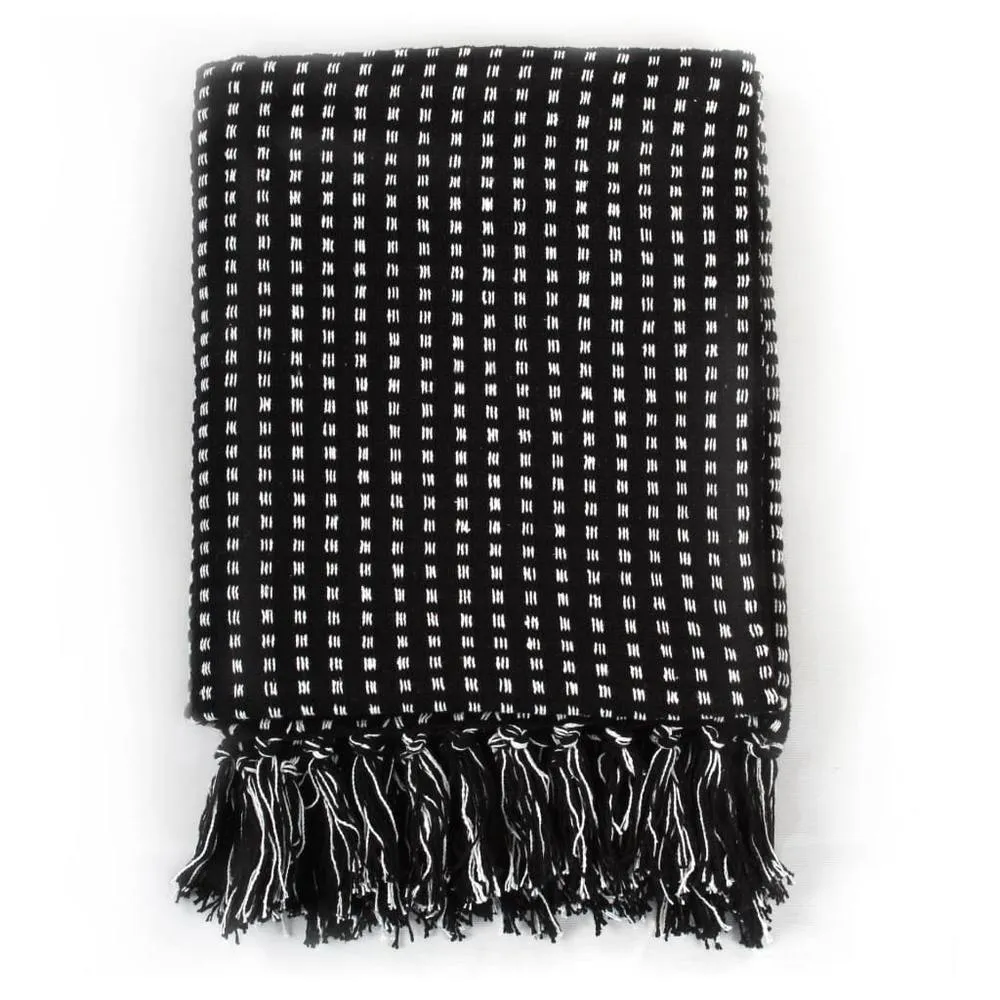 Berkfield Home Throw Cotton Squares 125x150 cm Black