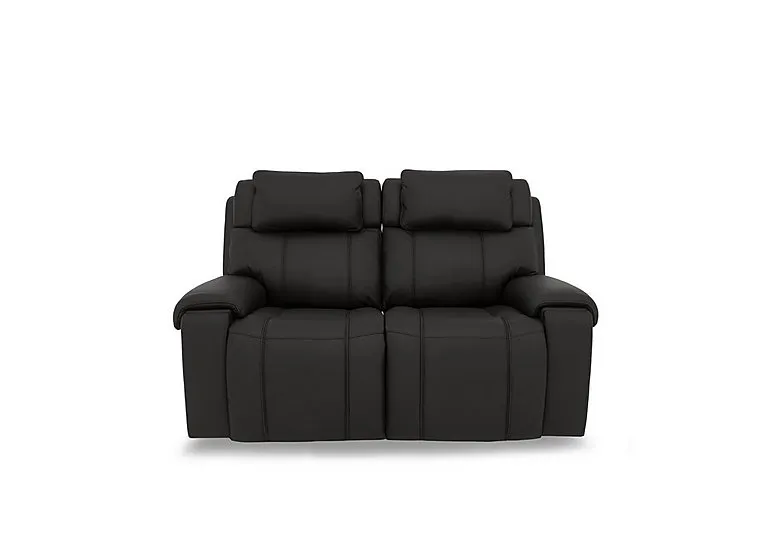 Hollywood Leather 2 Seater Power Battery Recliner Sofa with Power Headrests, Bluetooth Speakers and Storage Arms - Classic Black