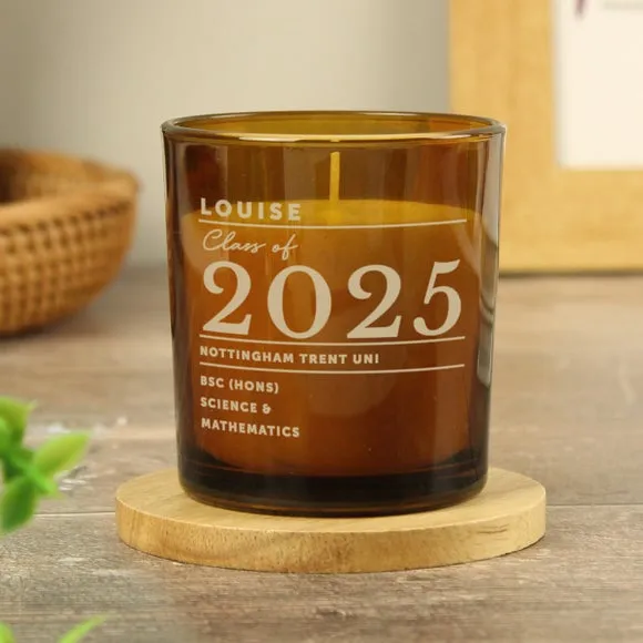 Personalised Graduation Glass Candle