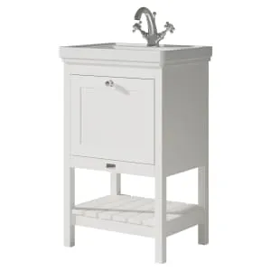 Bayswater Hartleigh Pointing White Traditional Freestanding Vanity Unit & 1 Tap Hole White Recessed Basin - 500mm 2