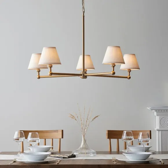 Vogue Javier 5 Light Adjustable Pendant Light with White Vintage Lamp Shades